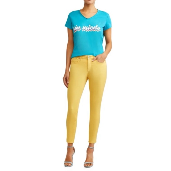 🆕 Sofia Jeans By Sofia Vergara Skinny Mid Rise Stretch Ankle Jean Yellow 20 NWT - Picture 2 of 8